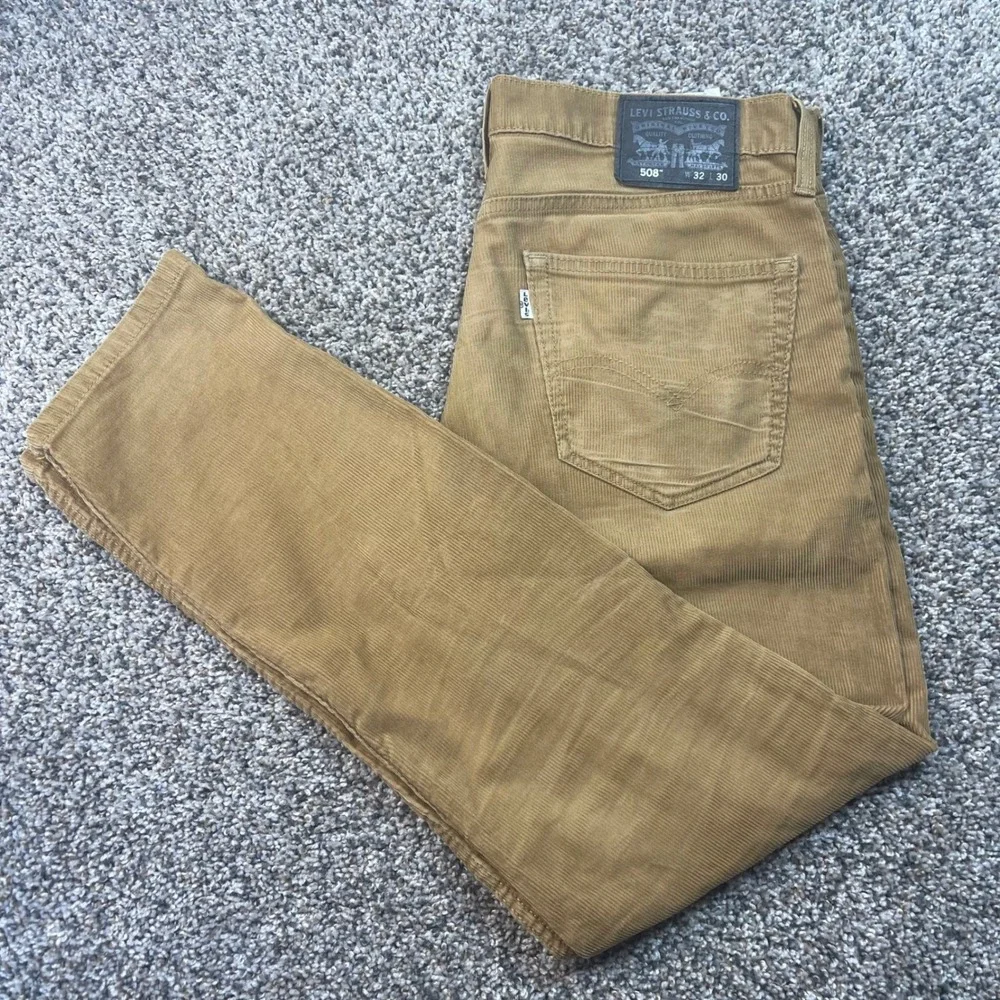 Levis 508 Men's 34x30 Regular Taper Corduroy Pants Tan Khaki Cords 508-0338